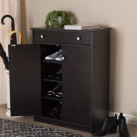 Baxton Studio MH7021-Wenge-Shoe Rack Dariell Modern and Contemporary Wenge Brown Finished Shoe Cabinet